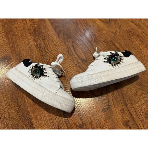 Kurt Geiger London Mini Laney Evil Eye Sneakers - Size 1 Kids Fashion Sneakers - Picture 1 of 10